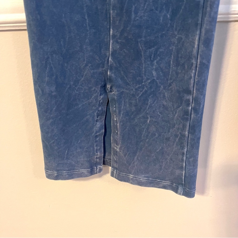 Chatoyant Women’s Mineral Wash Flare Leggings Size L Bottoms Slits Blue - Picture 3 of 7
